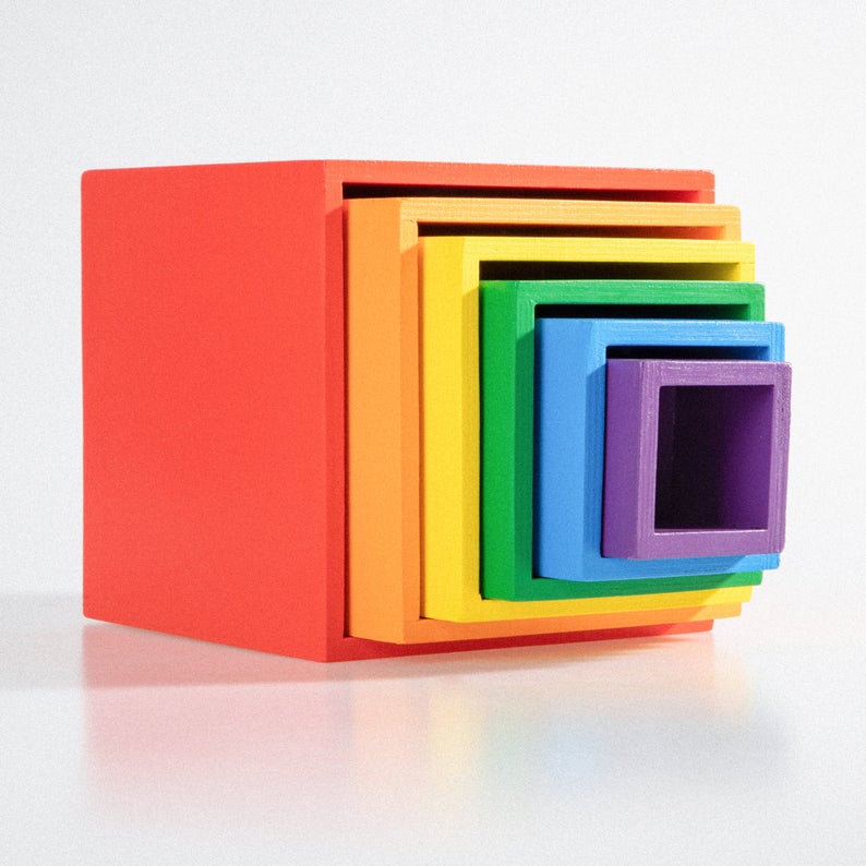 Green Elephant 6-Piece Rainbow Wooden Nesting Boxes – Stacking & Sorting Toy