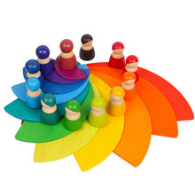 Load image into Gallery viewer, 11 Pcs Large Wooden Rainbow Stacking Semi-circles Building Boards Set in Primary Colors
