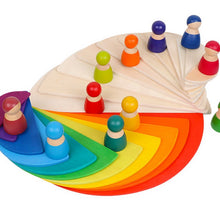 Load image into Gallery viewer, 11 Pcs Large Wooden Rainbow Stacking Semi-circles Building Boards Set in Natural Colors
