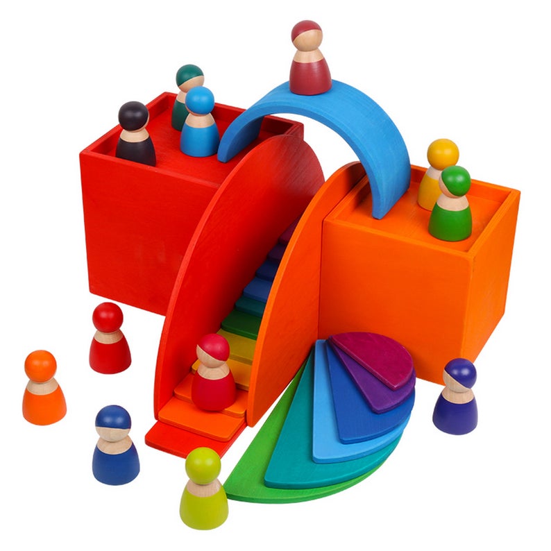 Green Elephant 6-Piece Rainbow Wooden Nesting Boxes – Stacking & Sorting Toy