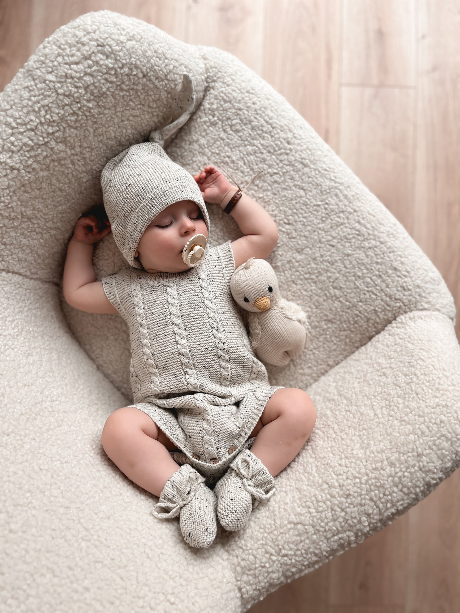 Organic cotton knit short sleeve romper