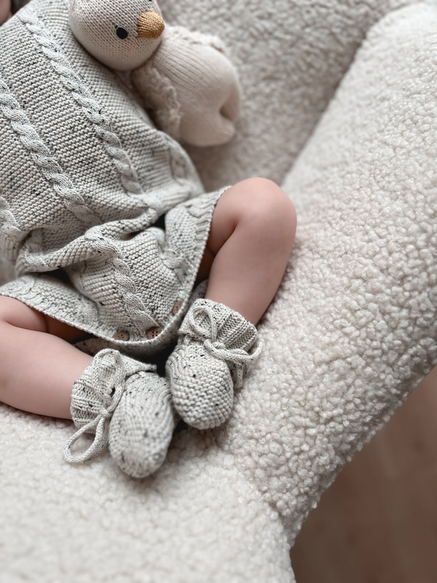 Luna + Luca Organic Cotton Baby Booties - Black Speckle