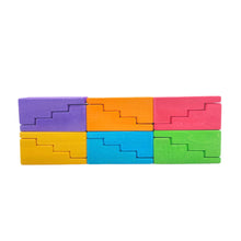 Load image into Gallery viewer, 12 Pcs STAINED Stepped Roofs Building Blocks in Primary Rainbow Colors

