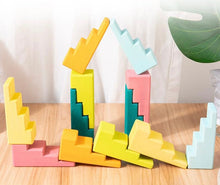 Load image into Gallery viewer, 12 Pcs STAINED Stepped Roofs Building Blocks in Pastel/Macaron Colors
