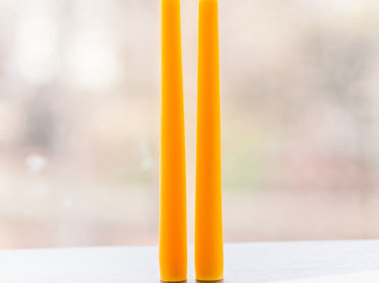 100% Pure Beeswax Taper Candles Set of 2- 10” Tapers