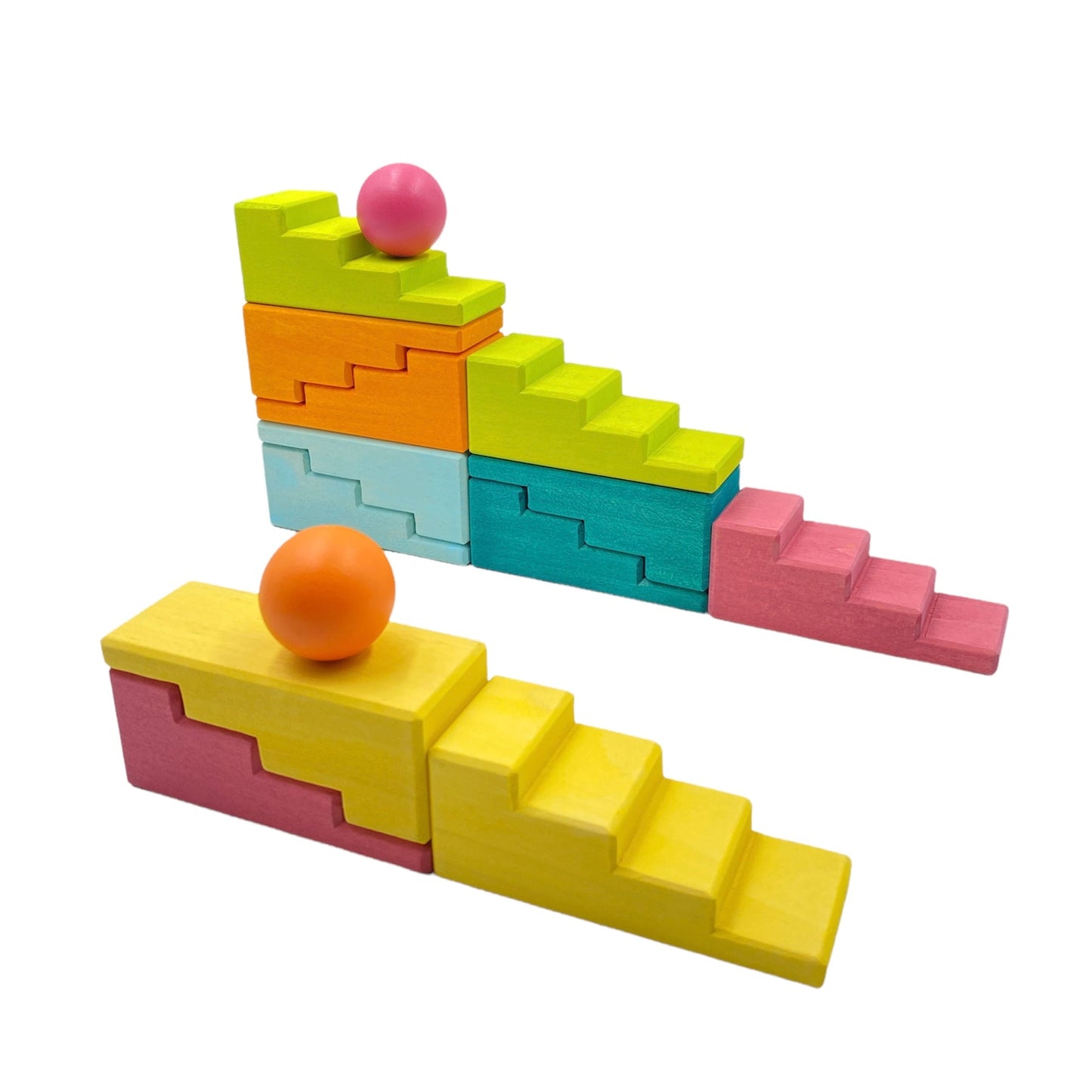 12 Pcs STAINED Stepped Roofs Building Blocks in Pastel/Macaron Colors
