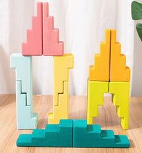 Load image into Gallery viewer, 12 Pcs STAINED Stepped Roofs Building Blocks in Pastel/Macaron Colors
