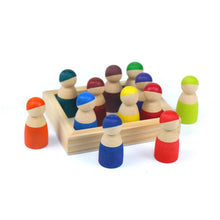 Load image into Gallery viewer, 12 Pcs Little Peg Doll People in Tray in Primary Colors
