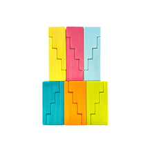 Load image into Gallery viewer, 12 Pcs STAINED Stepped Roofs Building Blocks in Pastel/Macaron Colors
