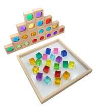 Load image into Gallery viewer, 15 Pcs Colored Track with 20 Pcs Lucite Cubes Set with Storage Tray
