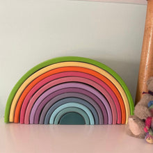 Load image into Gallery viewer, 12 Pcs Large Wooden Rainbow Stacking Blocks in Pastel/Macaron Colors
