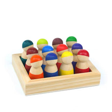 Load image into Gallery viewer, 12 Pcs Little Peg Doll People in Tray in Primary Colors
