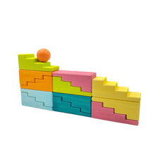 Load image into Gallery viewer, 12 Pcs STAINED Stepped Roofs Building Blocks in Pastel/Macaron Colors
