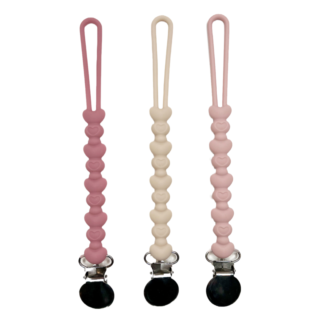 Calla and Friends Silicone Non-Toxic Love You More Pacifier & Teether Clip