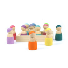Load image into Gallery viewer, 12 Pcs Little Peg Doll People in Tray in Pastel Colors
