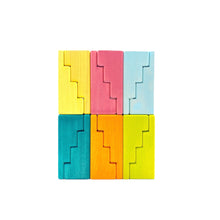 Load image into Gallery viewer, 12 Pcs STAINED Stepped Roofs Building Blocks in Pastel/Macaron Colors
