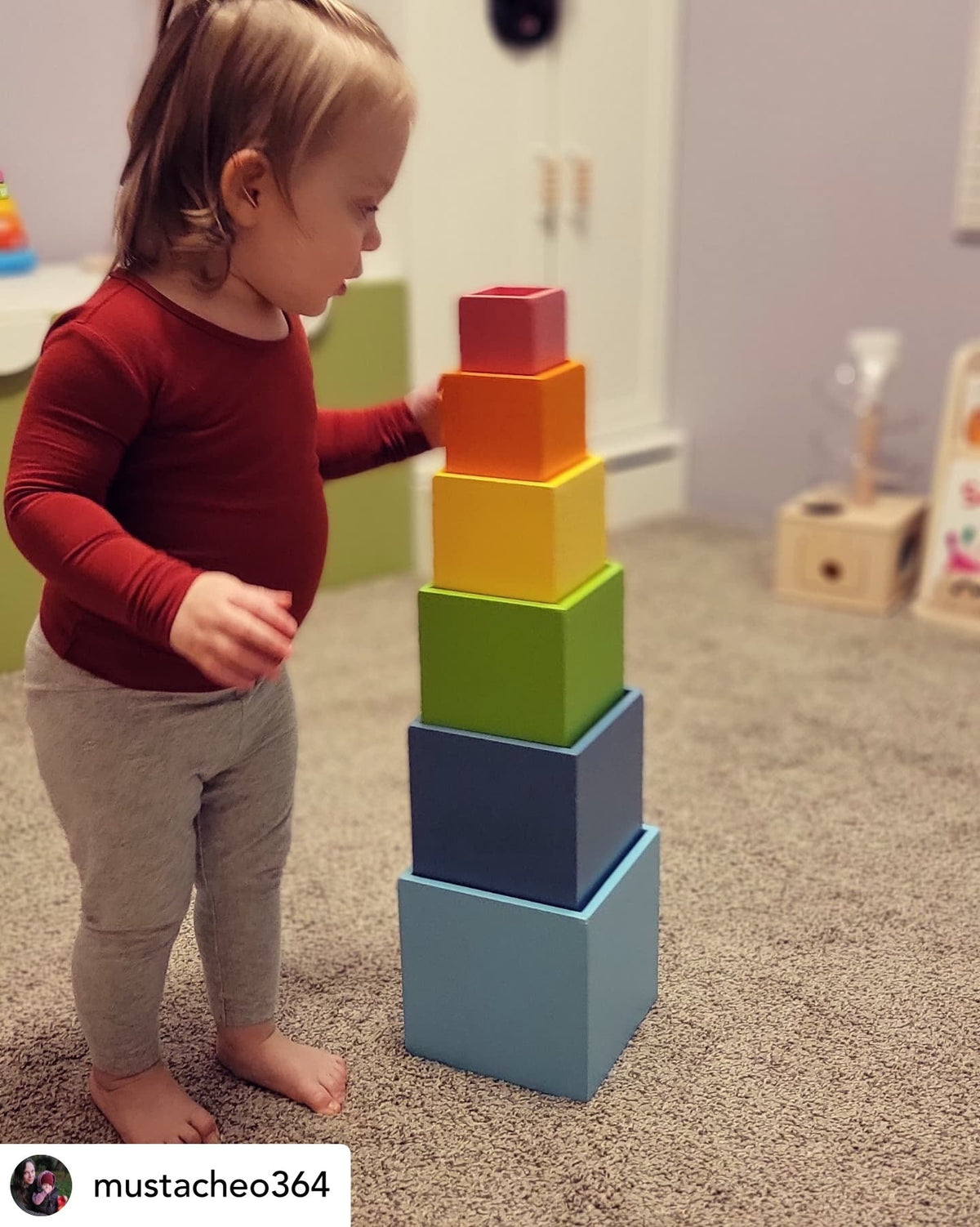 Green Elephant 6-Piece Pastel Wooden Nesting Boxes – Stacking & Sorting Toy