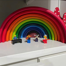 Load image into Gallery viewer, 12 Pcs Large Wooden Rainbow Stacking Blocks in Primary Colors
