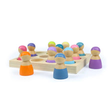 Load image into Gallery viewer, 12 Pcs Rainbow Peg Doll People with Tray in Pastel/Macaron Colors
