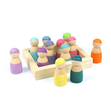 Load image into Gallery viewer, 12 Pcs Little Peg Doll People in Tray in Pastel Colors
