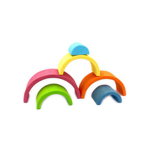 Load image into Gallery viewer, 6 Pcs Small Rainbow Stacking Blocks in Pastel/Macaron Colors
