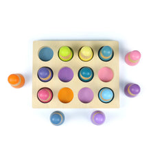 Load image into Gallery viewer, 12 Pcs Rainbow Peg Doll People with Tray in Pastel/Macaron Colors
