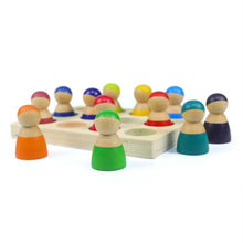 Load image into Gallery viewer, 12 Pcs Rainbow Peg Doll People with Tray in Primary Colors
