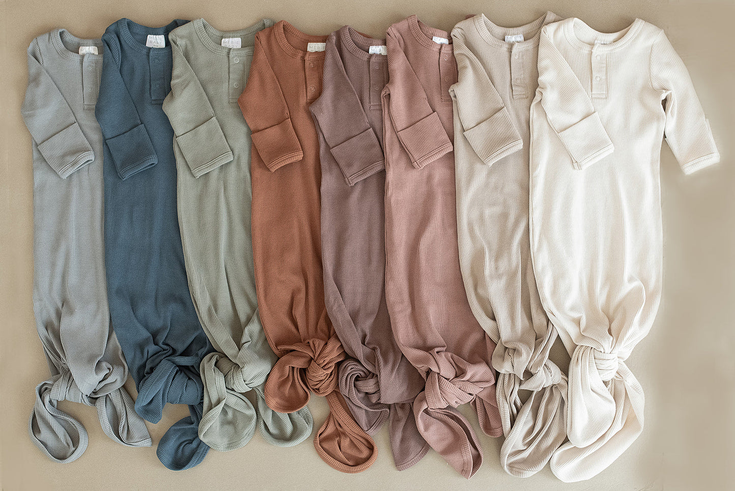 Mebie Baby Organic Cotton Ribbed Knot Gown | Navy