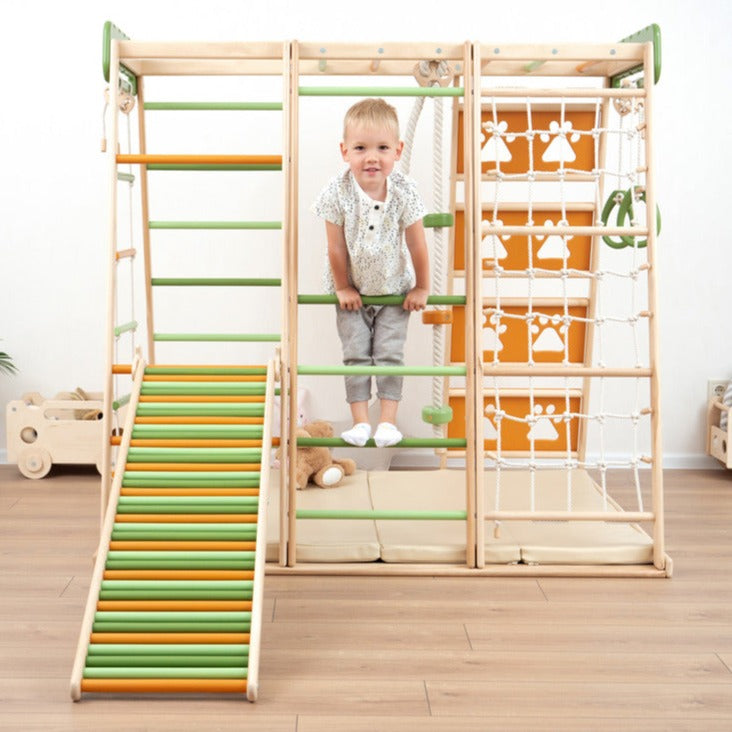 Wood and Hearts Eco-Friendly Natural Wooden Climbing Indoor Playground Jungle Gym