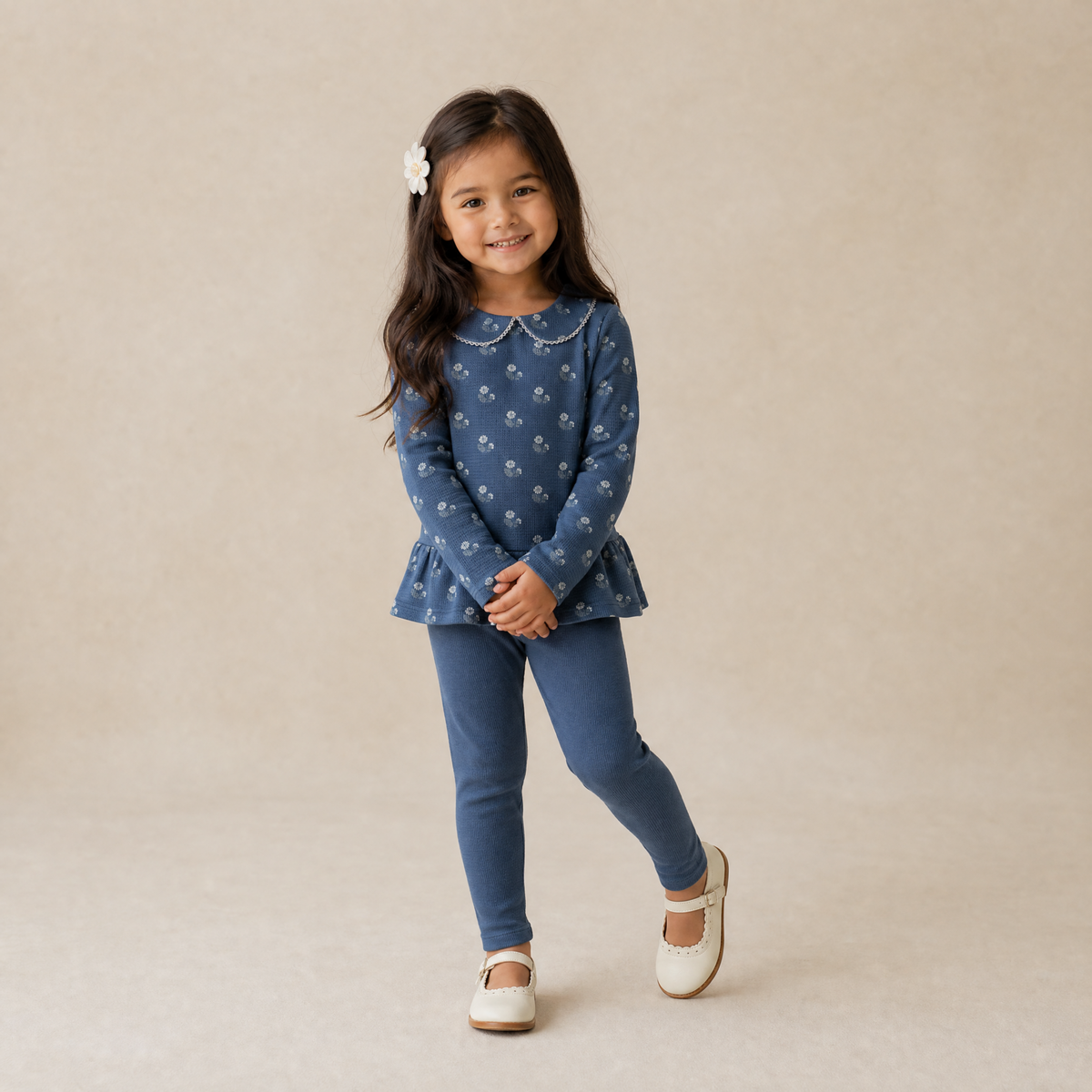 Organic Cotton Leggings, Set of 2 for Babies & Toddlers – Indigo Blossom + Navy
