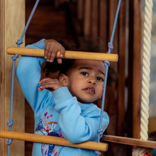 Load image into Gallery viewer, Goodevas Indoor Montessori-Inspired Natural Wooden Playhouse with Triangle ladder, Slide and Swings
