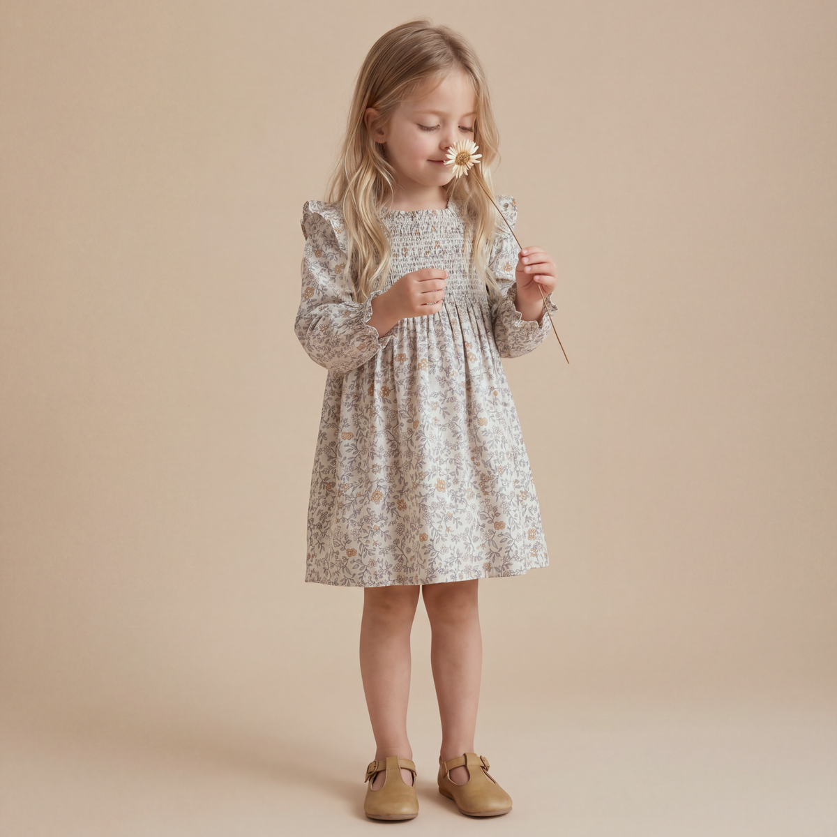 Organic Cotton Smocked Ruffle Dress for Babies & Toddlers – Ivy