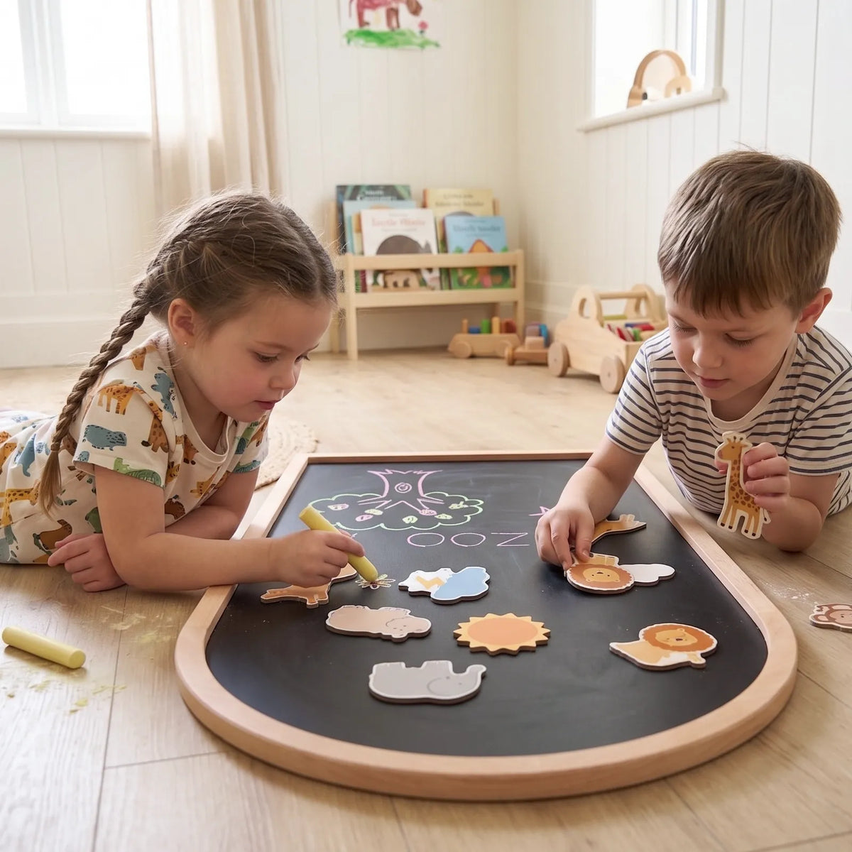 Tiny Land Double-Sided Arched Magnetic Chalkboard Easel – Beechwood Frame