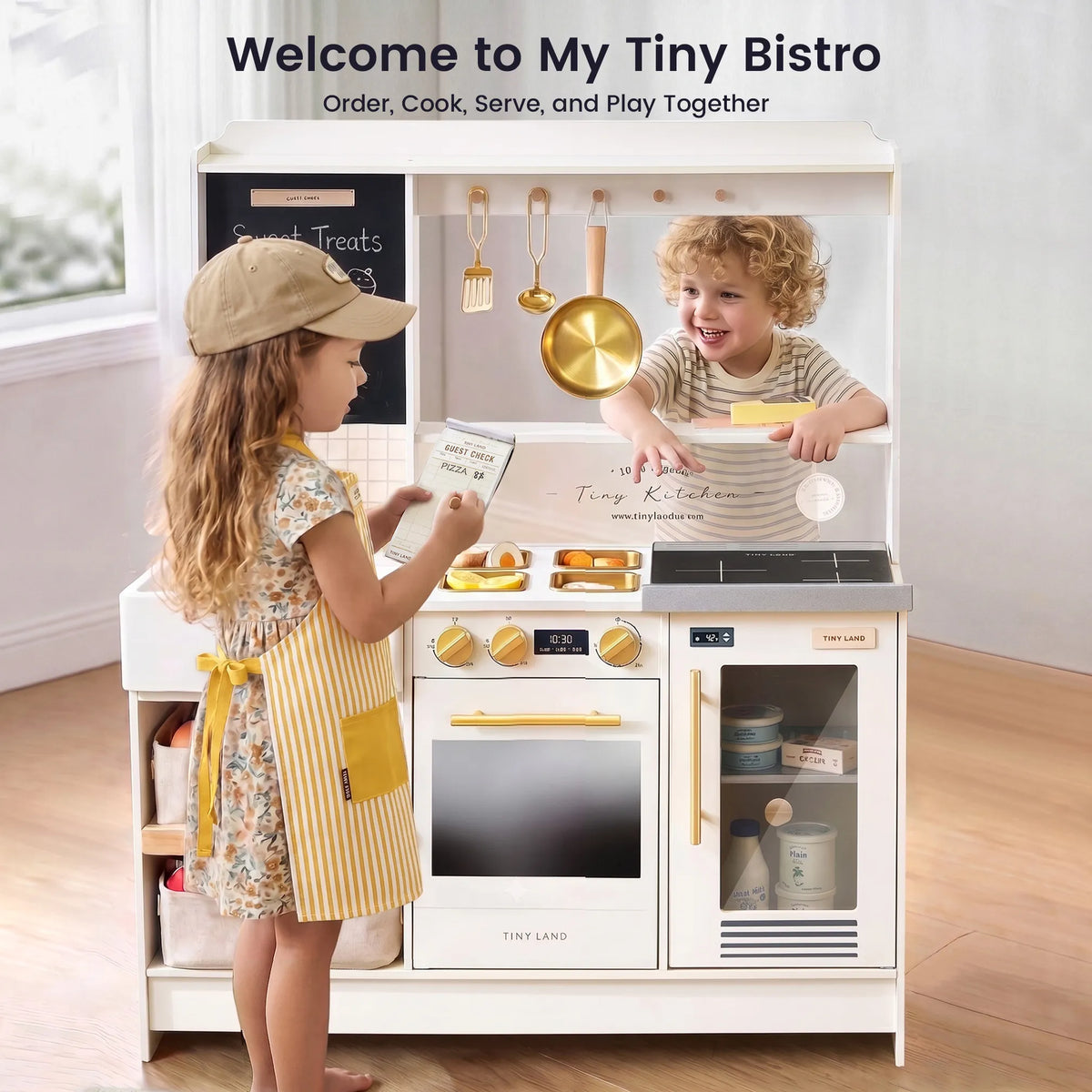 Tiny Land BistroSwitch Play Kitchen – 2-in-1 Kitchen & Bistro Pretend Play Set