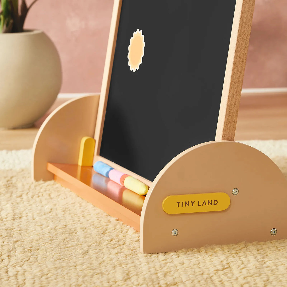 Tiny Land Double-Sided Arched Magnetic Chalkboard Easel – Beechwood Frame