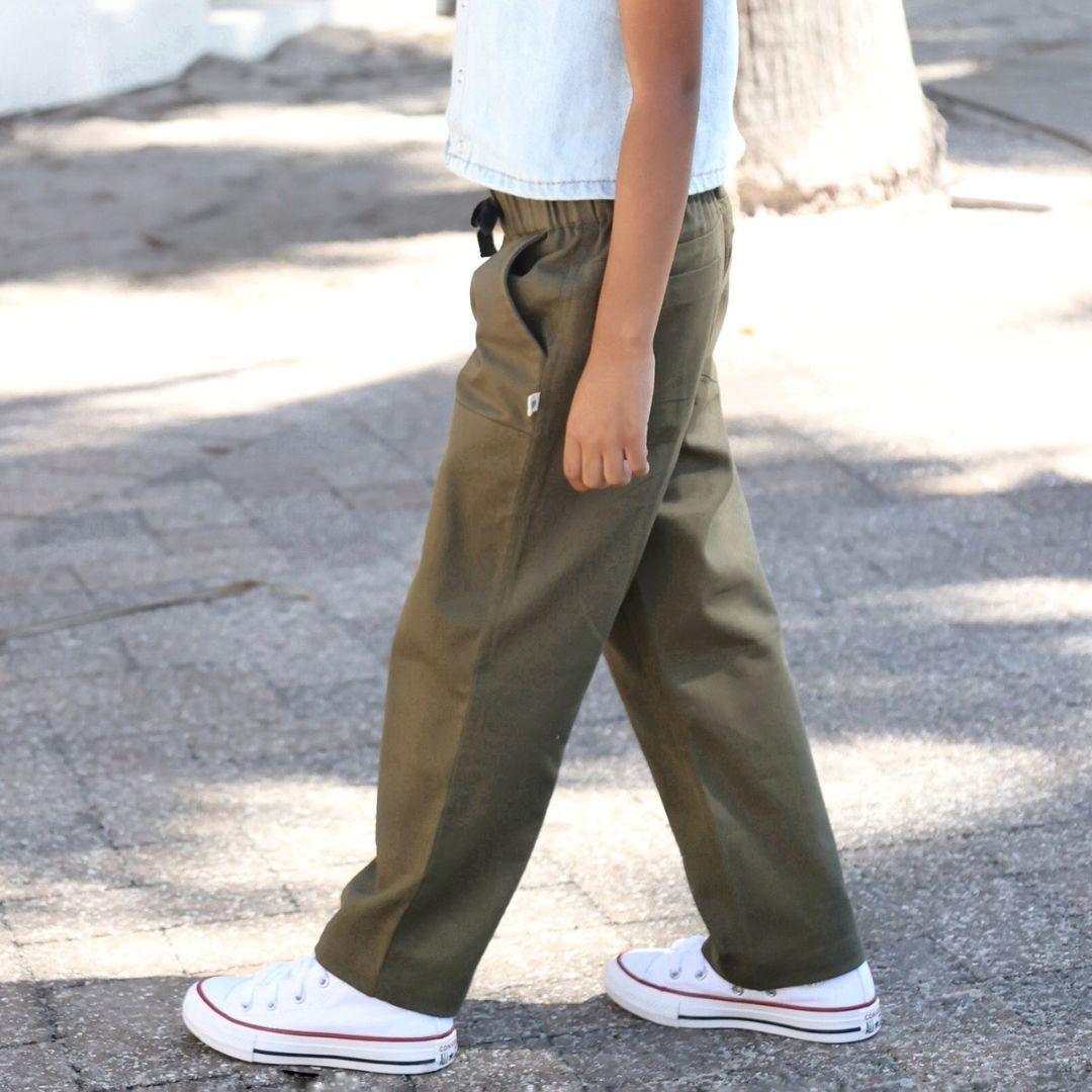 Jackalo Organic Cotton Twill Jules Pants for Kids - Dark Olive