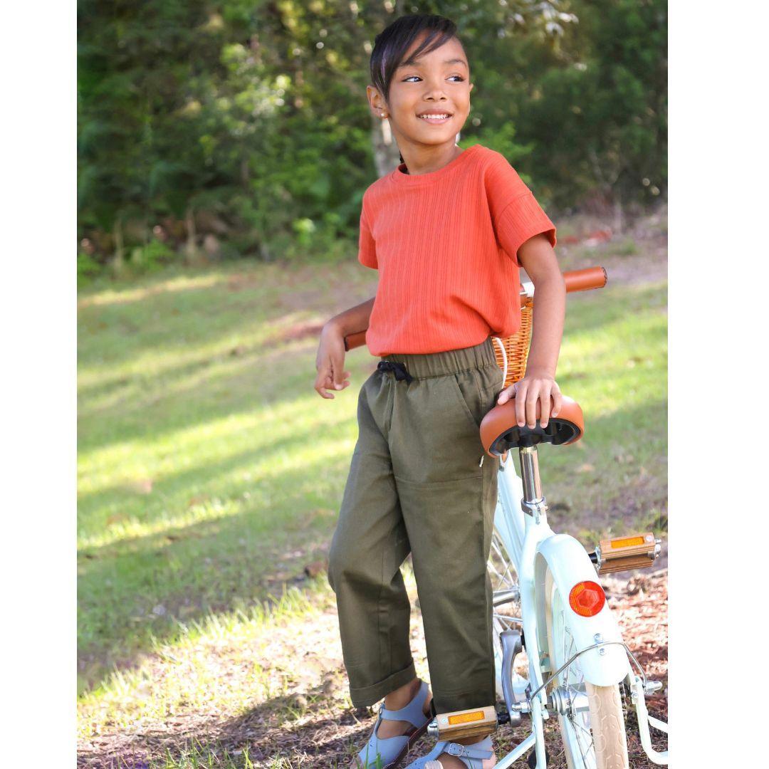 Jackalo Organic Cotton Twill Jules Pants for Kids - Dark Olive