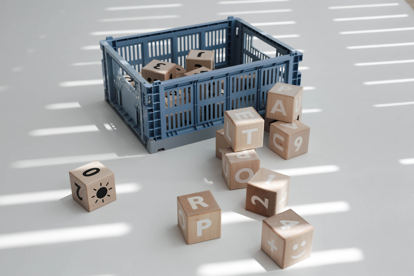 Wooden Math Blocks in White - Wood