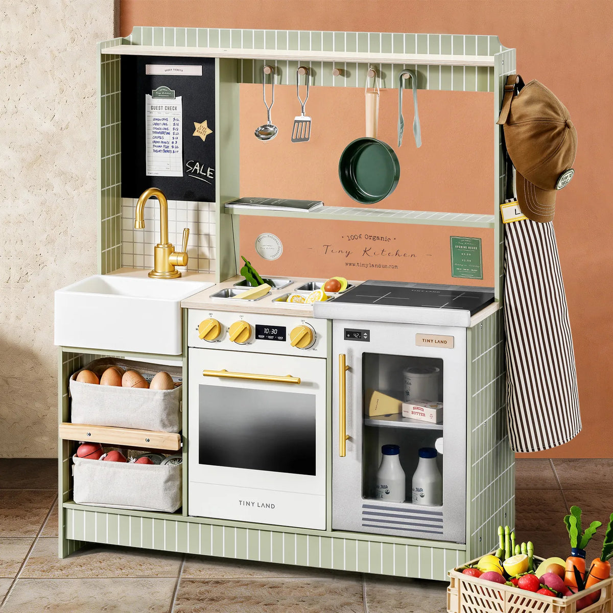 Tiny Land BistroSwitch Play Kitchen – 2-in-1 Kitchen & Bistro Pretend Play Set