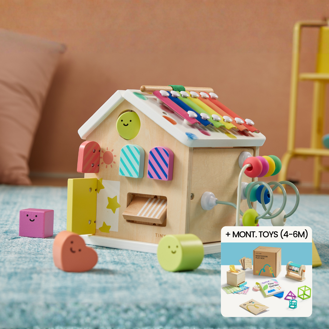 Tiny Land Brain & Hands Montessori Baby Playset – Toy Box (4–6 Months) + Activity Cube