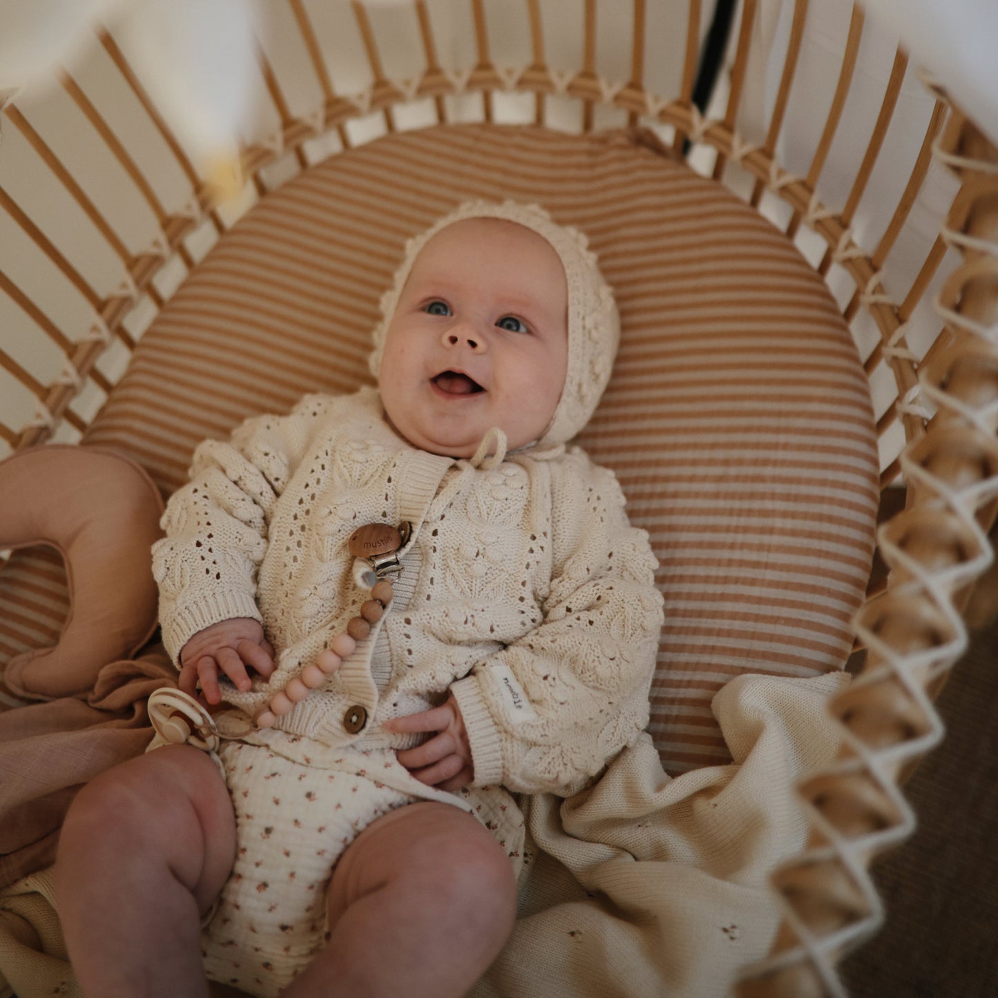 Mushie Organic Cotton Baby Moon Lovey Blanket