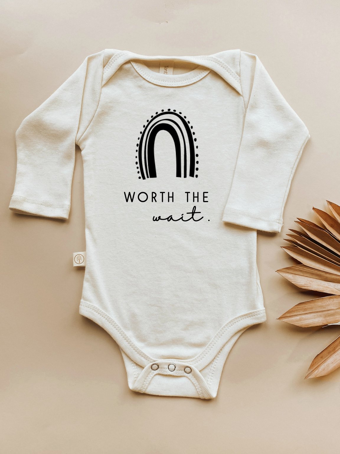 Worth the Wait Rainbow Organic Cotton Baby Bodysuit – Long Sleeve, 0–24M