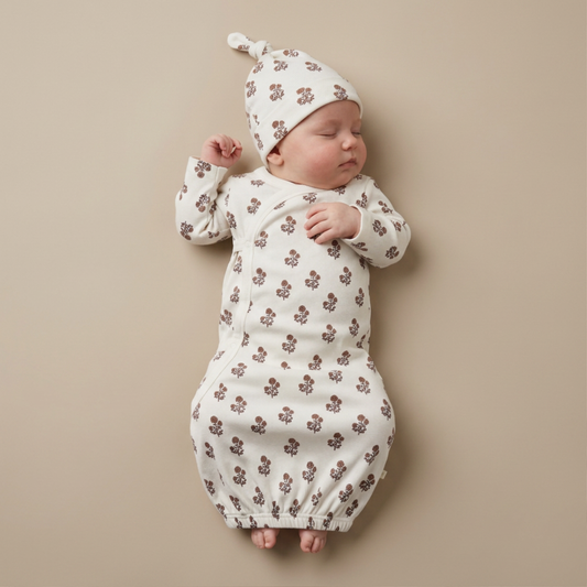 Organic Cotton Kimono Newborn Sleep Gown & Hat Set – Loom