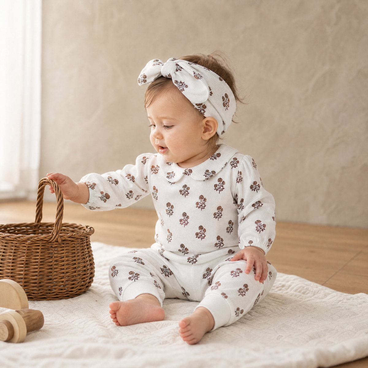 Organic Ruffle Collar Onesie & Pants Set for Babies – Loom