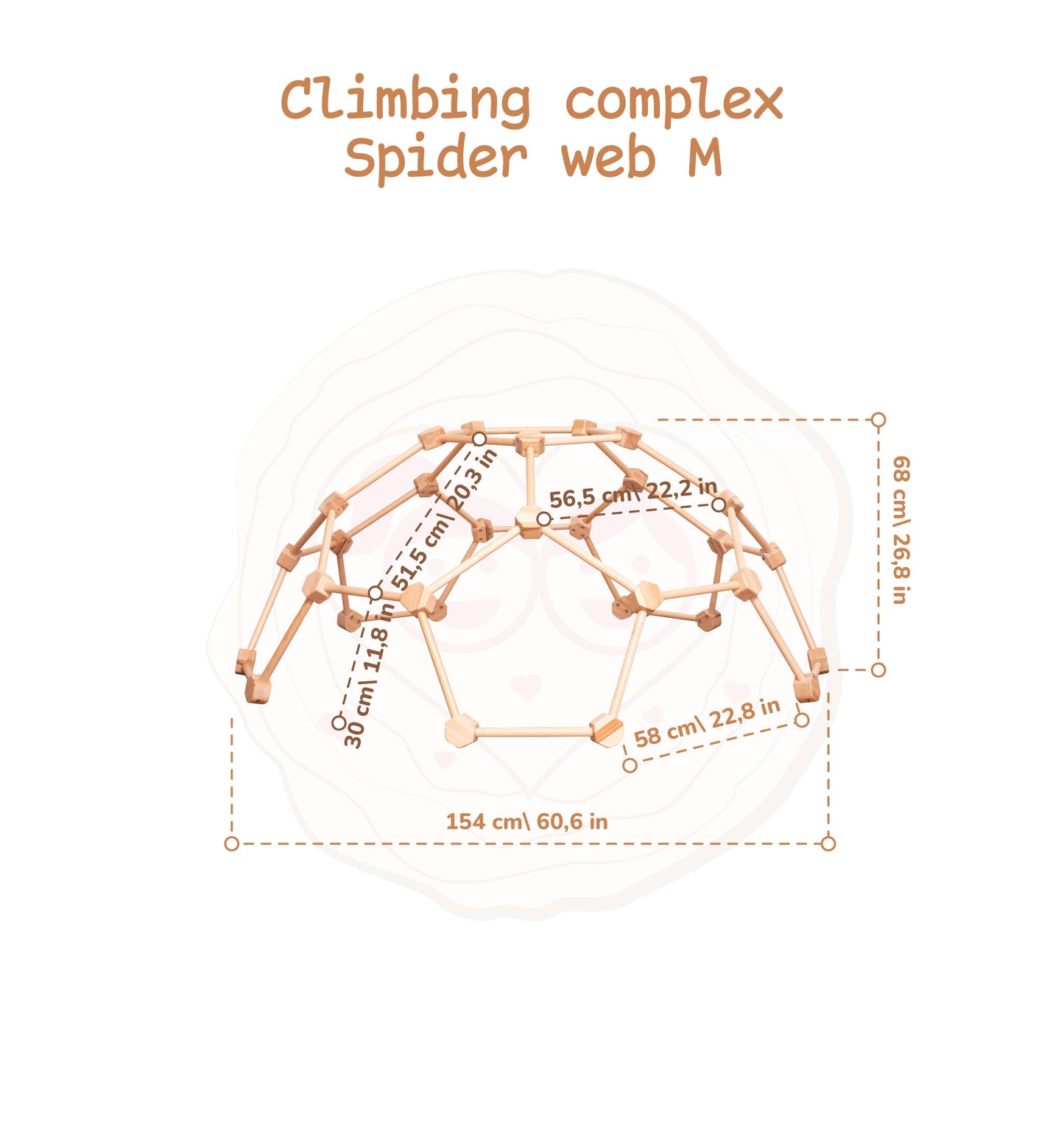 Wood and Hearts Eco-Friendly Natural Wooden Indoor Kids' Climbing Dome