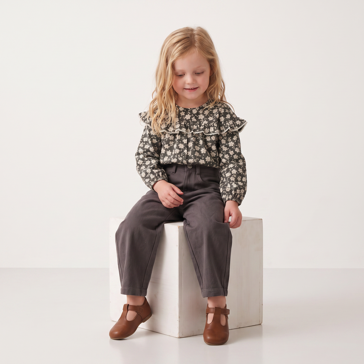 Organic Cotton Twill Barrel Pants for Babies & Toddlers – Charcoal