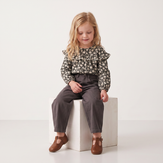 Organic Cotton Twill Barrel Pants for Babies & Toddlers – Charcoal