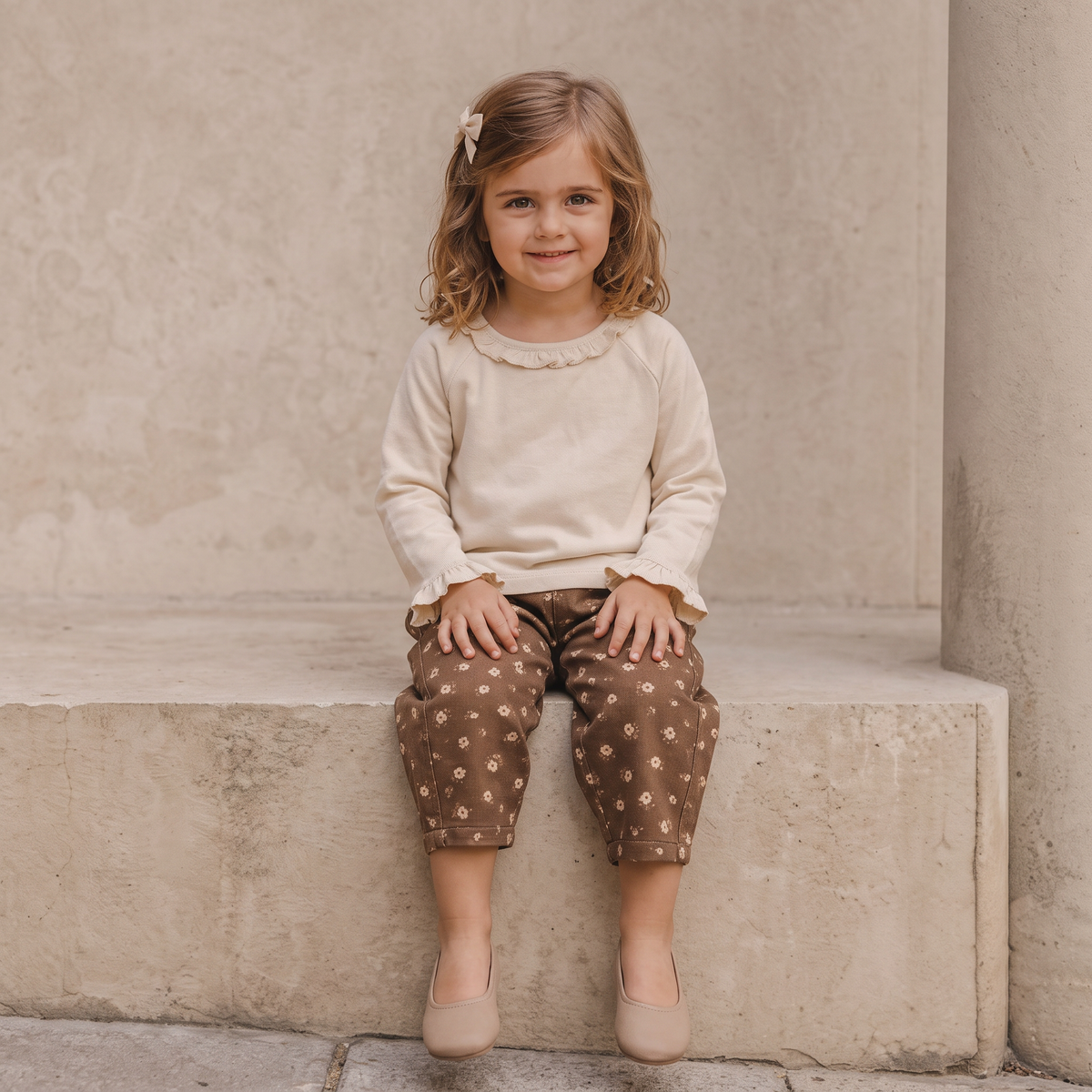 Organic Ruffle Neck Top for Babies & Toddlers – Oat