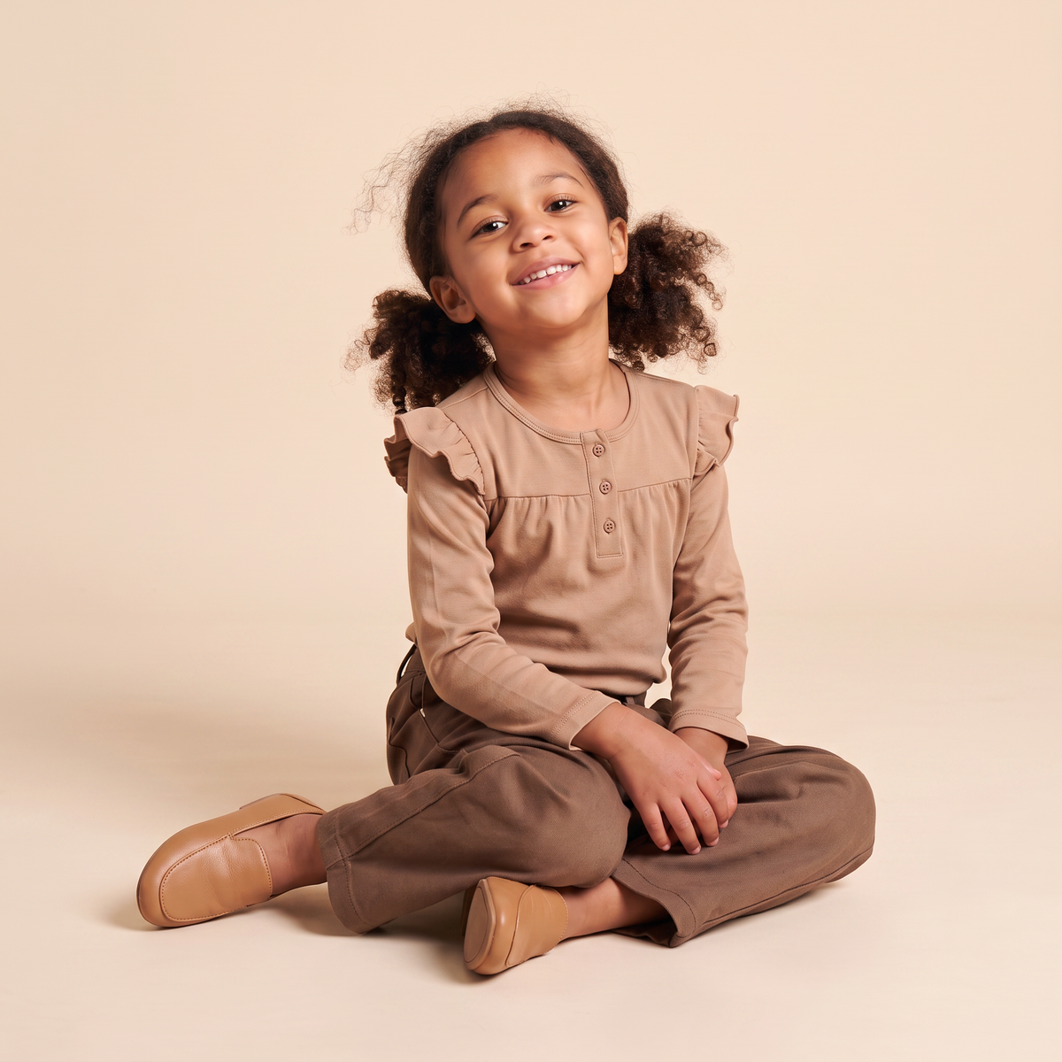 Organic Cotton Twill Barrel Pants for Babies & Toddlers – Brown