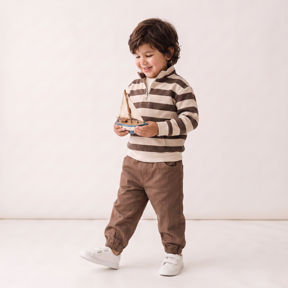 Organic Cotton Twill Jogger Pants for Babies & Toddlers – Brown